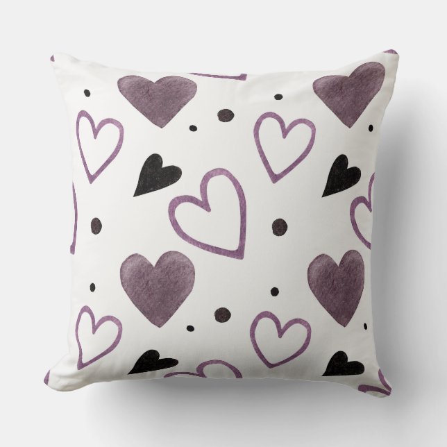 Purple Heart Watercolor Pillow (Front)