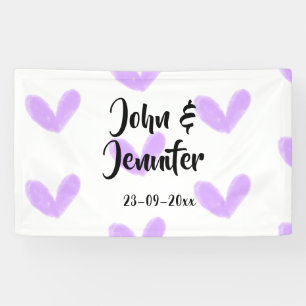 Purple heart watercolor valentine's couple name da banner