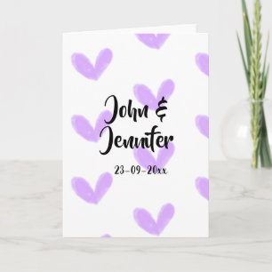 Purple heart watercolor valentine's couple name da card