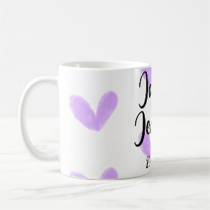 Purple heart watercolor valentine's couple name da coffee mug