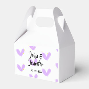 Purple heart watercolor valentine's couple name da favour box