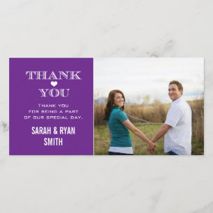 Purple Heart Wedding Photo Thank You Cards