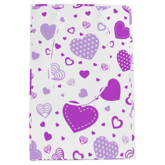 Purple heart white background medium gift bag