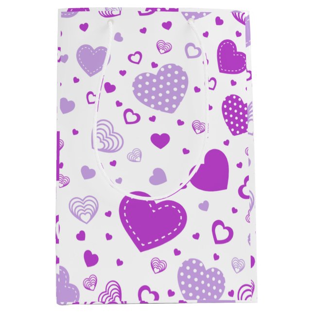 Purple heart white background  medium gift bag (Front)
