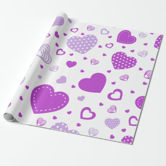 Purple heart white background wrapping paper