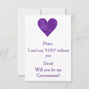 Purple Heart Will You Be My Groomsman Invitation