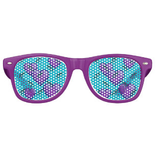 Purple Hearts and Dragonflies Retro Sunglasses