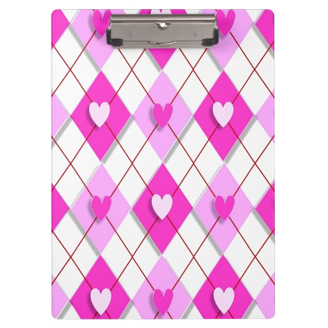 Purple Hearts Argyle Clipboard (Front)