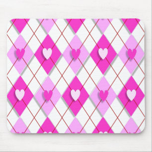 Purple Hearts Argyle Mouse Pad