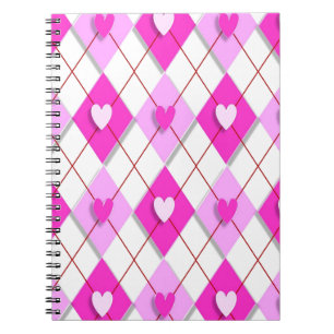 Purple Hearts Argyle Notebook