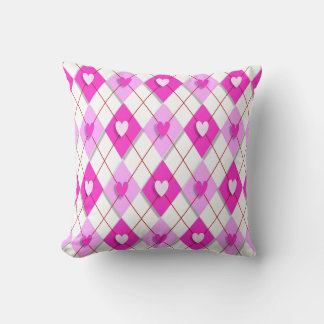 Purple Hearts Argyle Pillow