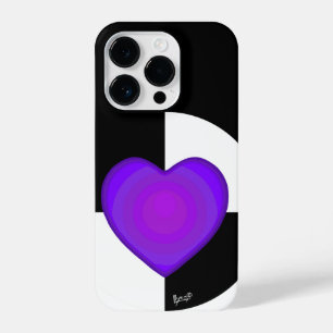 Purple hearts beating B&W iPhone 14 Pro Case
