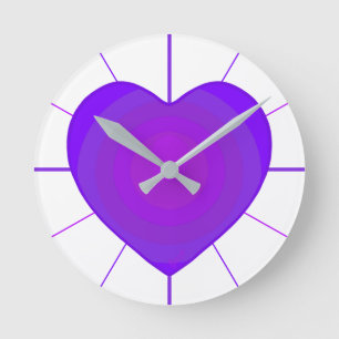 Purple hearts beating B&W Round Clock