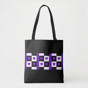 Purple hearts beating B&W Tote Bag