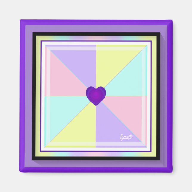 Purple hearts beating neon magnet (Front)