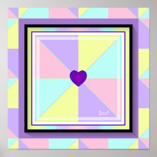 Purple Hearts Beating Neon  Poster
