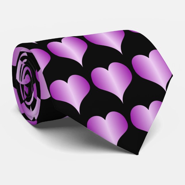 Purple Hearts Design Tie (Rolled)