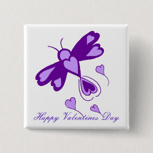 Purple Hearts dragonfly button