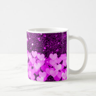 Purple Hearts Faux Glitter Coffee Mug