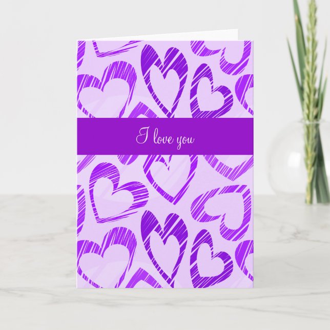 Purple hearts Greeting Card (Front)