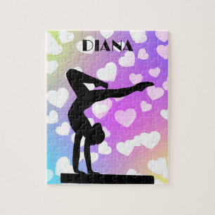 Purple Hearts GYMNASTICS PUZZLE Personalised