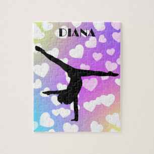 Purple Hearts GYMNASTICS PUZZLE Personalised