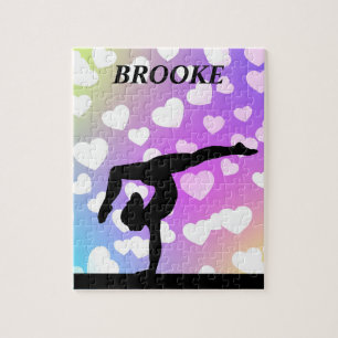 Purple Hearts GYMNASTICS PUZZLE Personalised