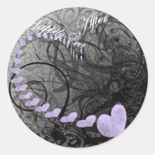 Purple Hearts Happily Ever After Classic Round Sticker