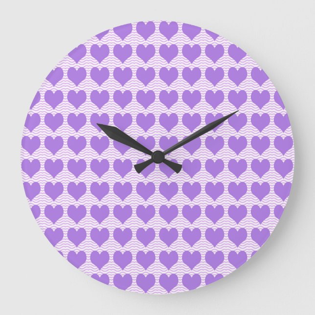 Purple Hearts Large Clock (Front)