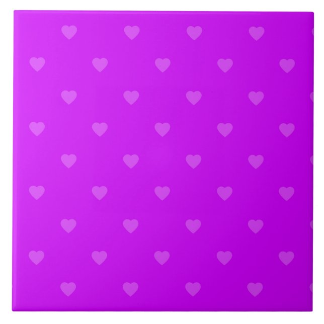 Purple hearts pattern ceramic tile (Front)