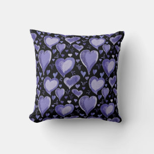 Purple Hearts Pattern Drawing Valentine`s Day Cushion