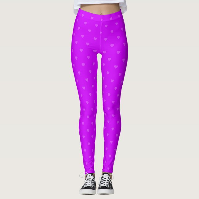 Purple hearts pattern leggings (Front)