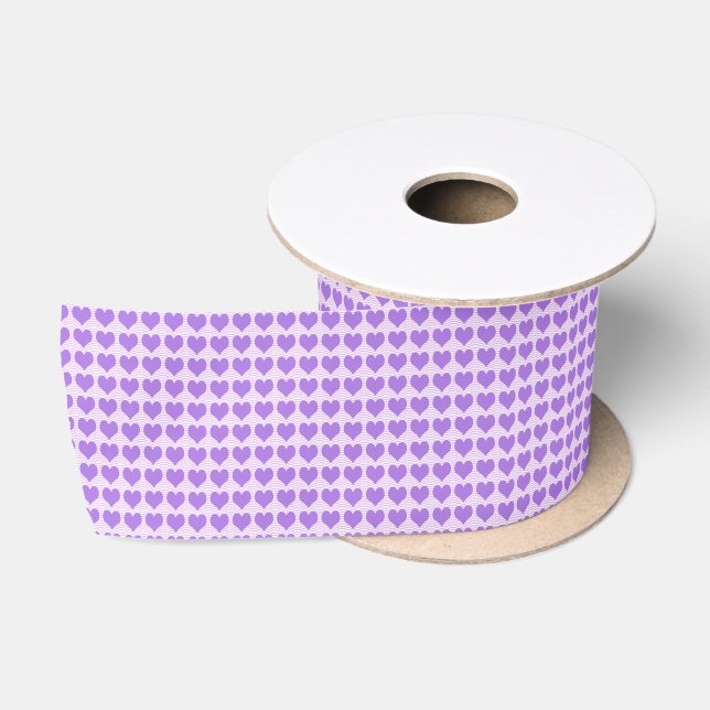 Purple Hearts Pattern Satin Ribbon (Spool)