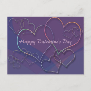 Purple Hearts Pattern Valentine Postcard