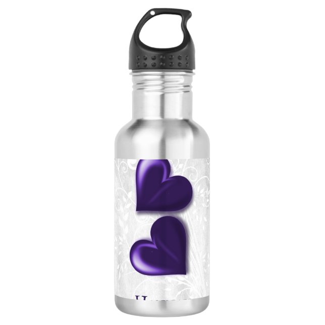 Purple Hearts Personalised 710 Ml Water Bottle (Front)