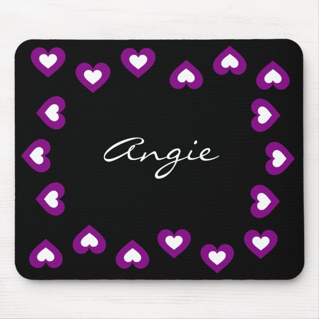 Purple Hearts Personalised Valentine Mousepad (Front)