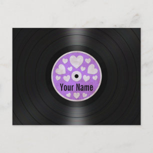 Purple Hearts Personalised Vinyl Record Album Postcard