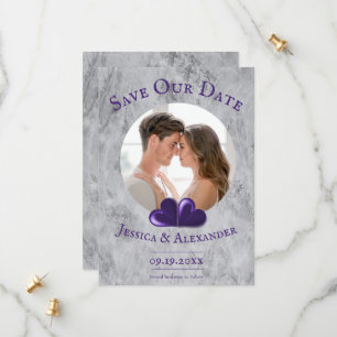 Purple Hearts Photo Save The Date