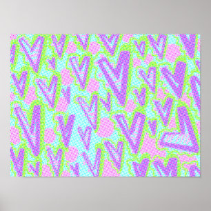 Purple Hearts pixels dots pop style colourful  Poster