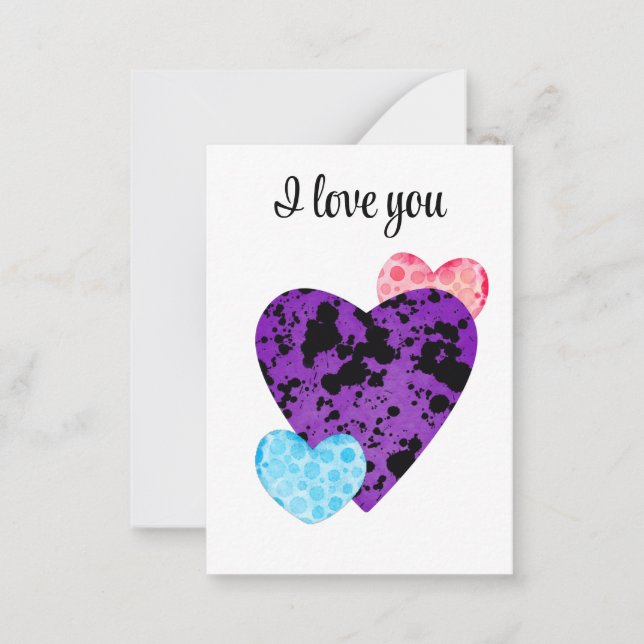 purple hearts romance design card (Front)