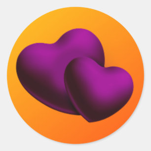 Purple Hearts Round Sticker