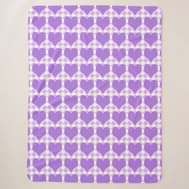 Purple Hearts Seamless Pattern Sherpa Blanket (Front)