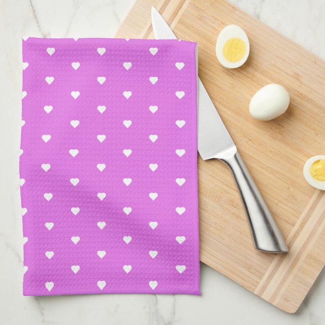 Purple Hearts Tea Towel (Quarter Fold)