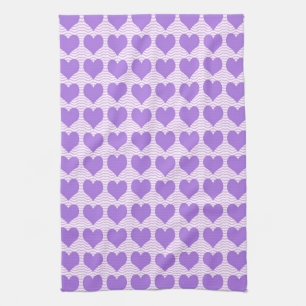 Purple Hearts Tea Towel