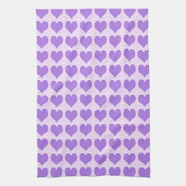 Purple Hearts Tea Towel (Vertical)