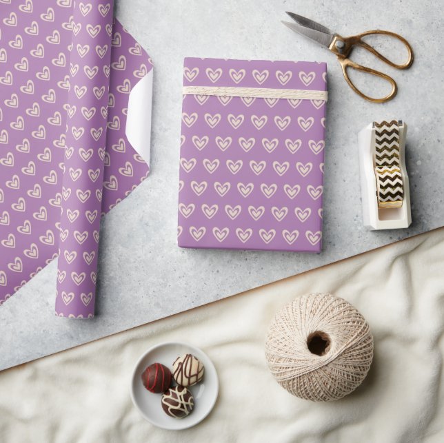 Purple Hearts Valentine Wrapping Paper (Crafts)