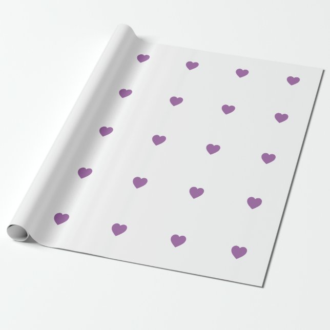 Purple Hearts Wrapping Paper (Unrolled)