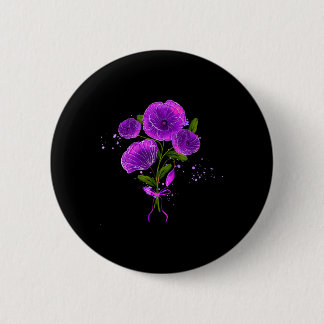 Purple Heimerheimer Awareness Mum Flower Poppy Dem 6 Cm Round Badge
