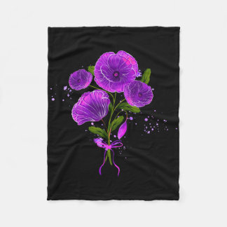 Purple Heimerheimer Awareness Mum Flower Poppy Dem Fleece Blanket