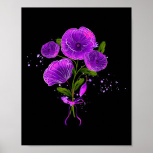 Purple Heimerheimer Awareness Mum Flower Poppy Dem Poster